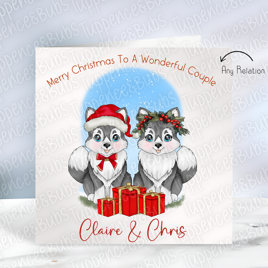 Cute Husky Themed Christmas Card