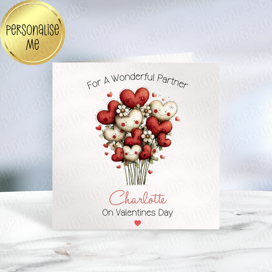 Floral Hearts Themed Valentine's Card