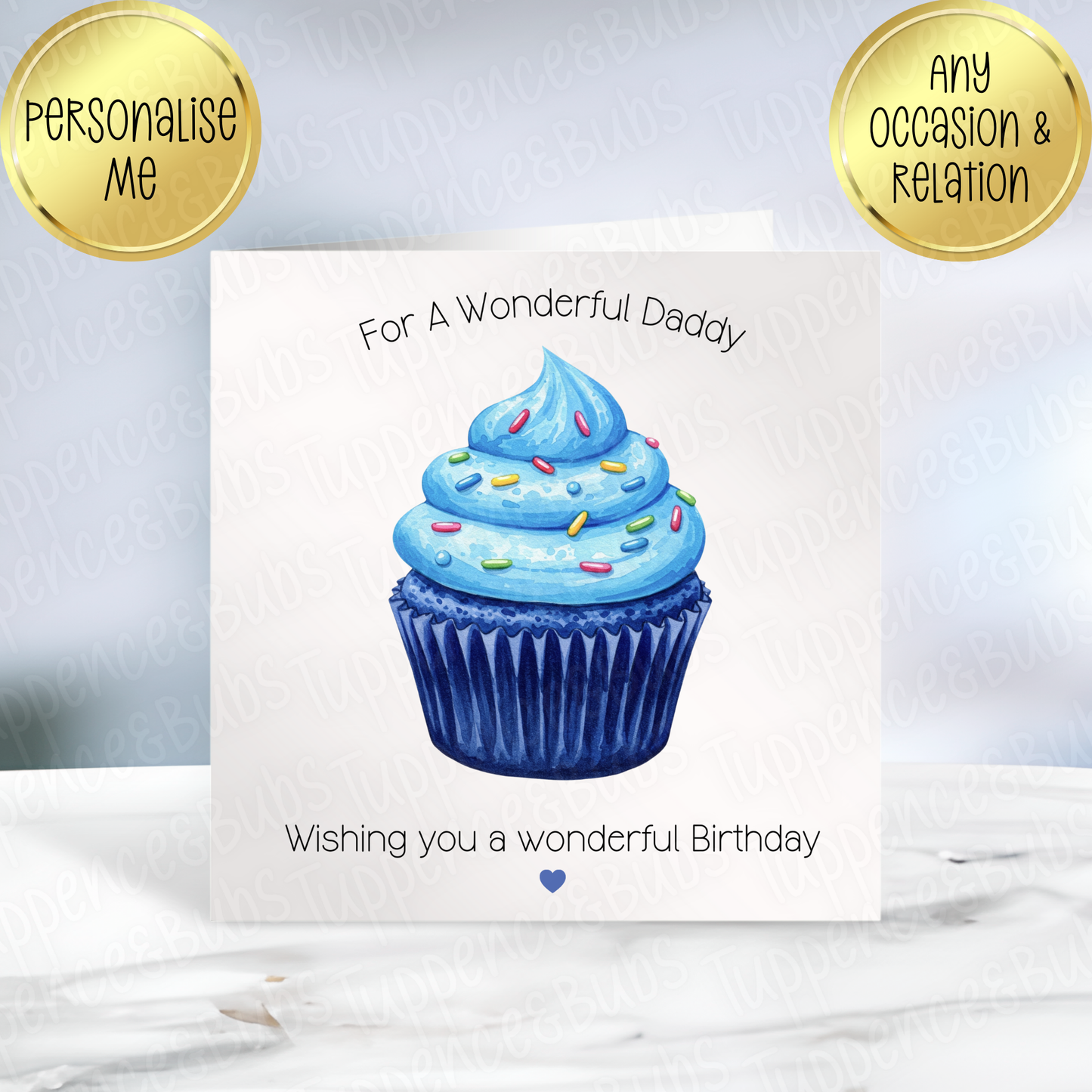 Blue Balloon/Cupcake Themed Card