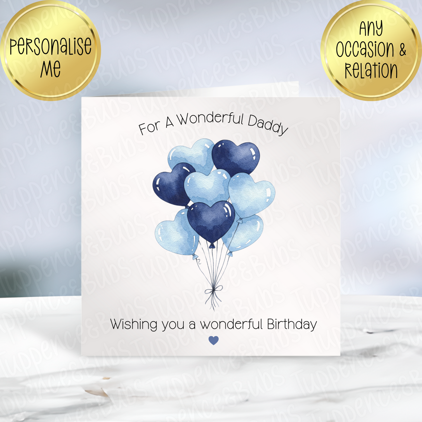 Blue Balloon/Cupcake Themed Card