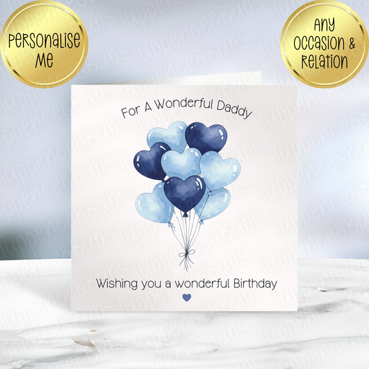 Blue Balloon/Cupcake Themed Card