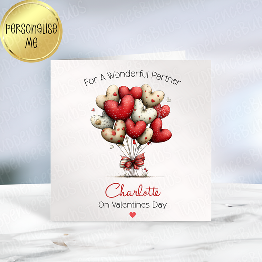 Heart Balloon Themed Valentine's Card