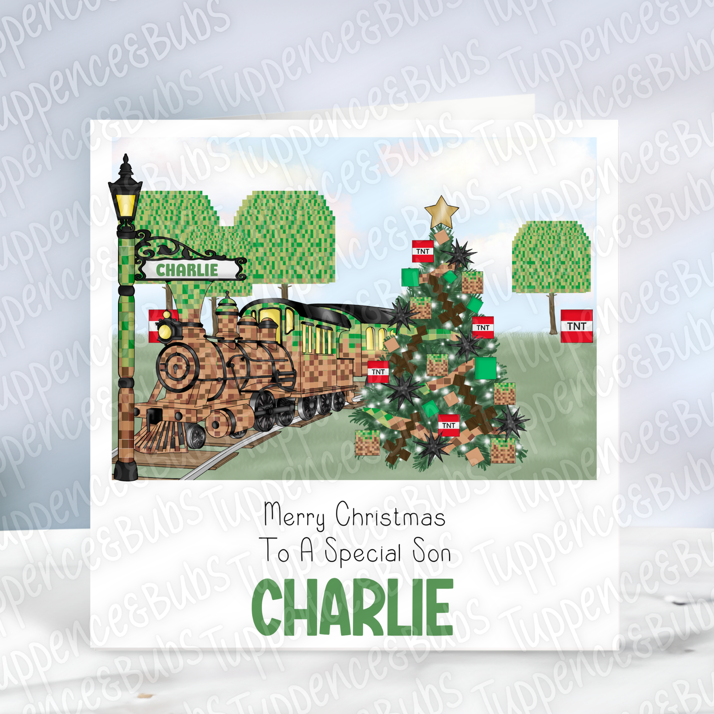 Mine Craft Inspired Christmas Card - 2 Designs
