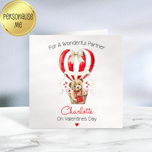 Bear Hot Air Balloon Valentine's Card