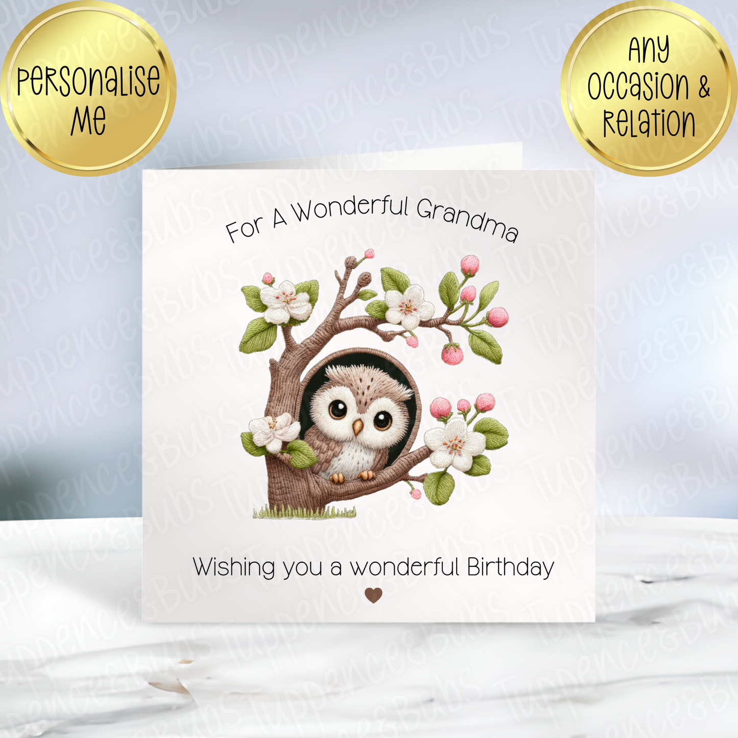 Floral Owl Themed Card - 3 Designs