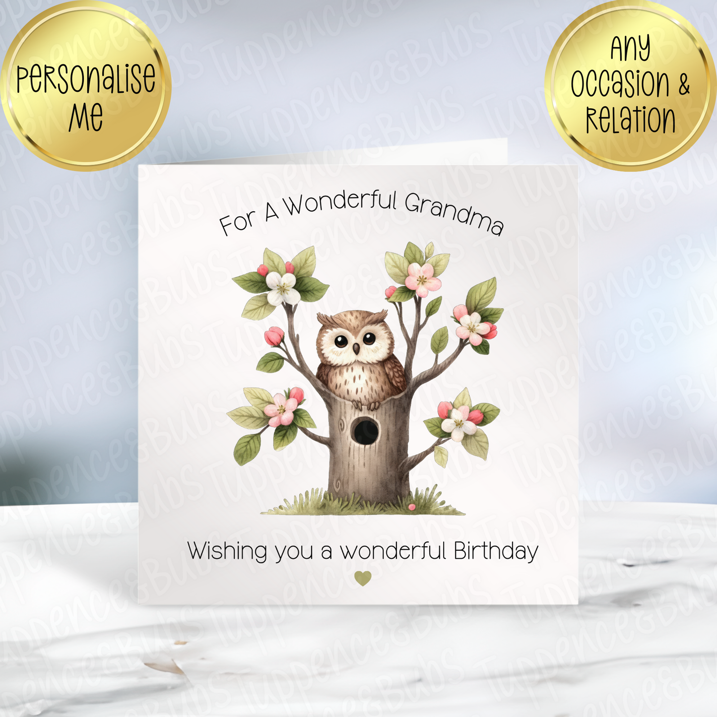 Floral Owl Themed Card - 3 Designs