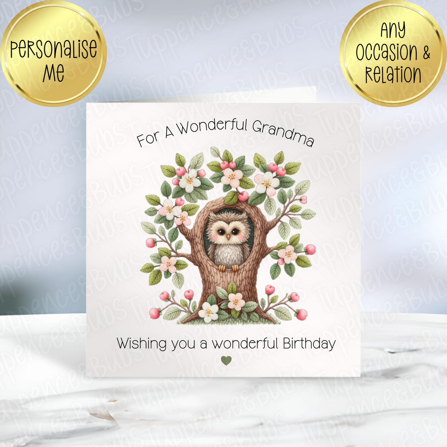 Floral Owl Themed Card - 3 Designs