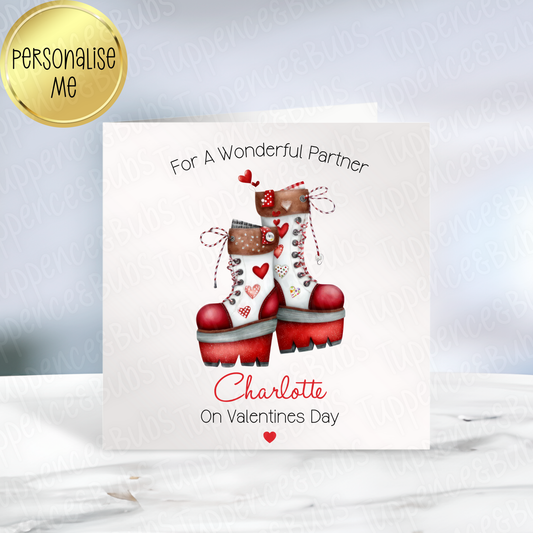 Retro Boots Valentine's Card