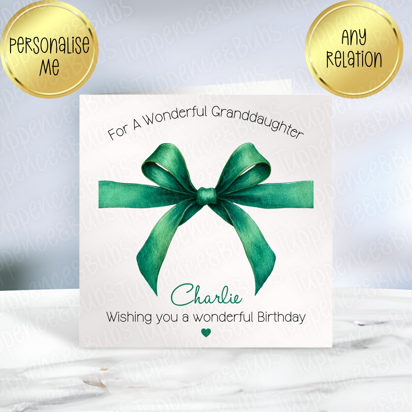Green Bow Themed Birthday Card