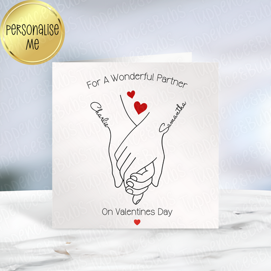 Hand Holding Names Valentine's Card