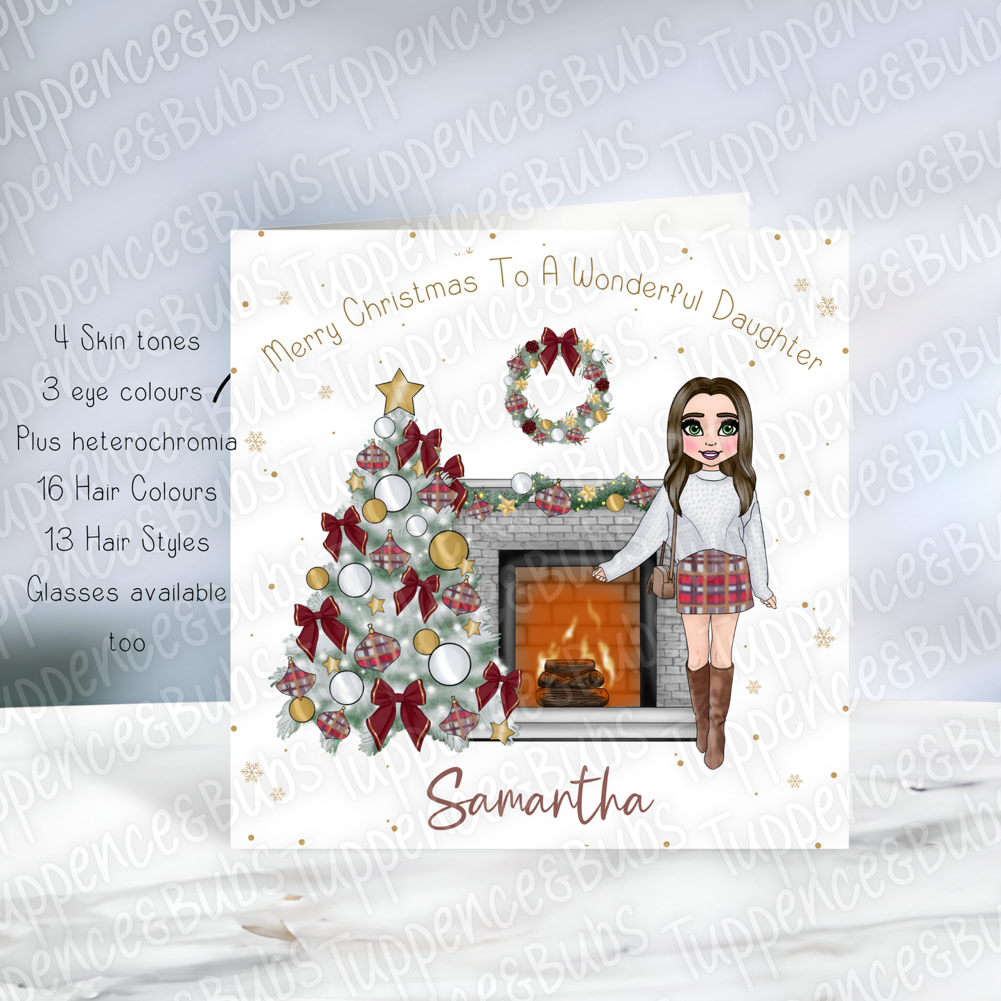 Tartan Themed Dolly Christmas Card