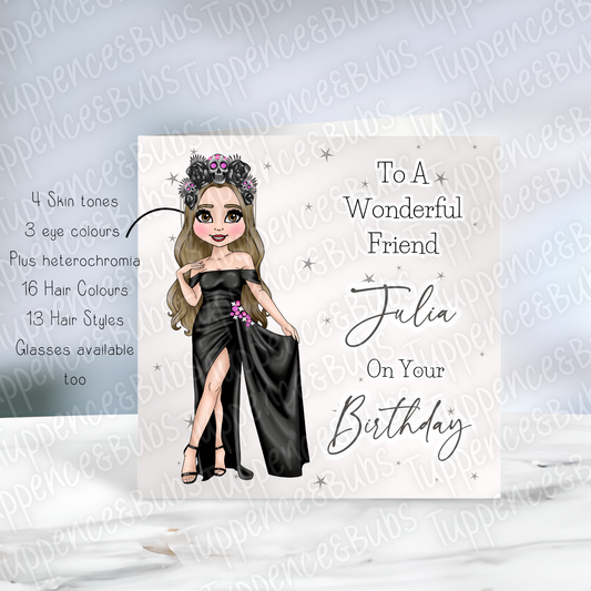 Black Dress Skull Themed Card