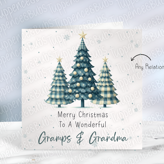 Navy Christmas Tree Themed Card