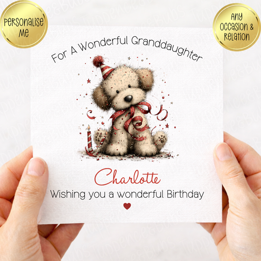 Dog Wearing Party Hat Themed Card