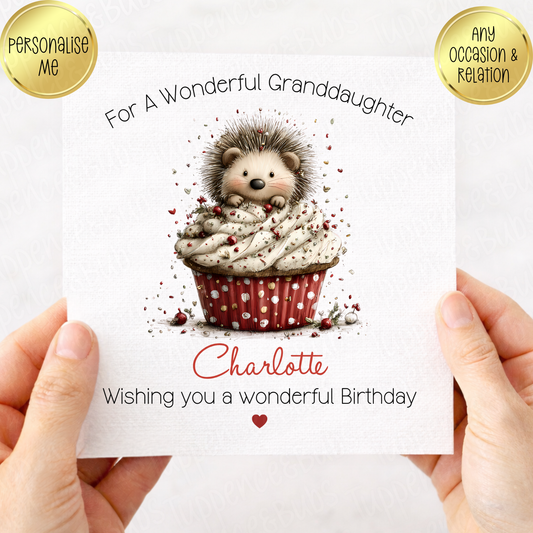 Hedgehog In Cupcake Themed Card