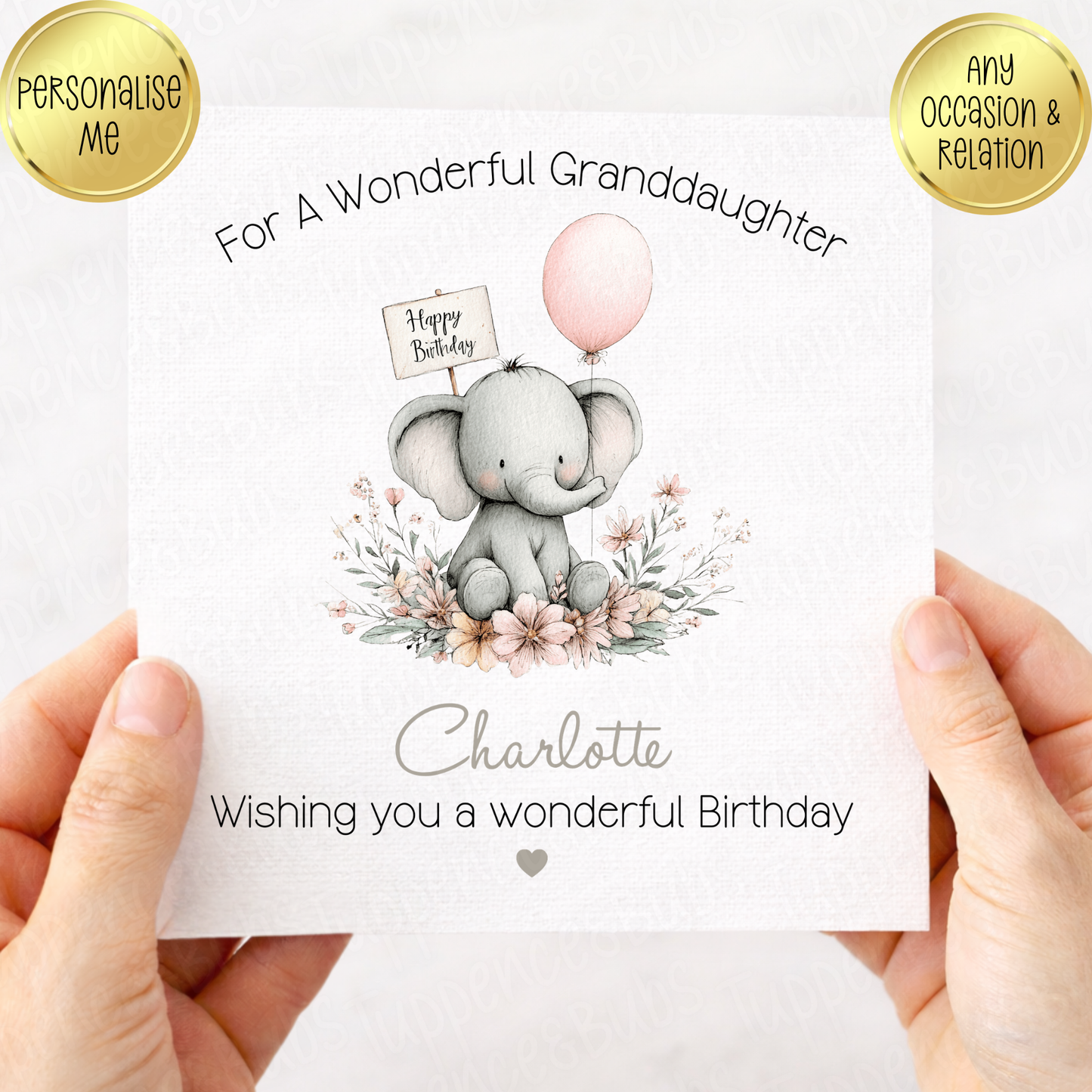 Cute Elephant Themed Card - 2 Designs