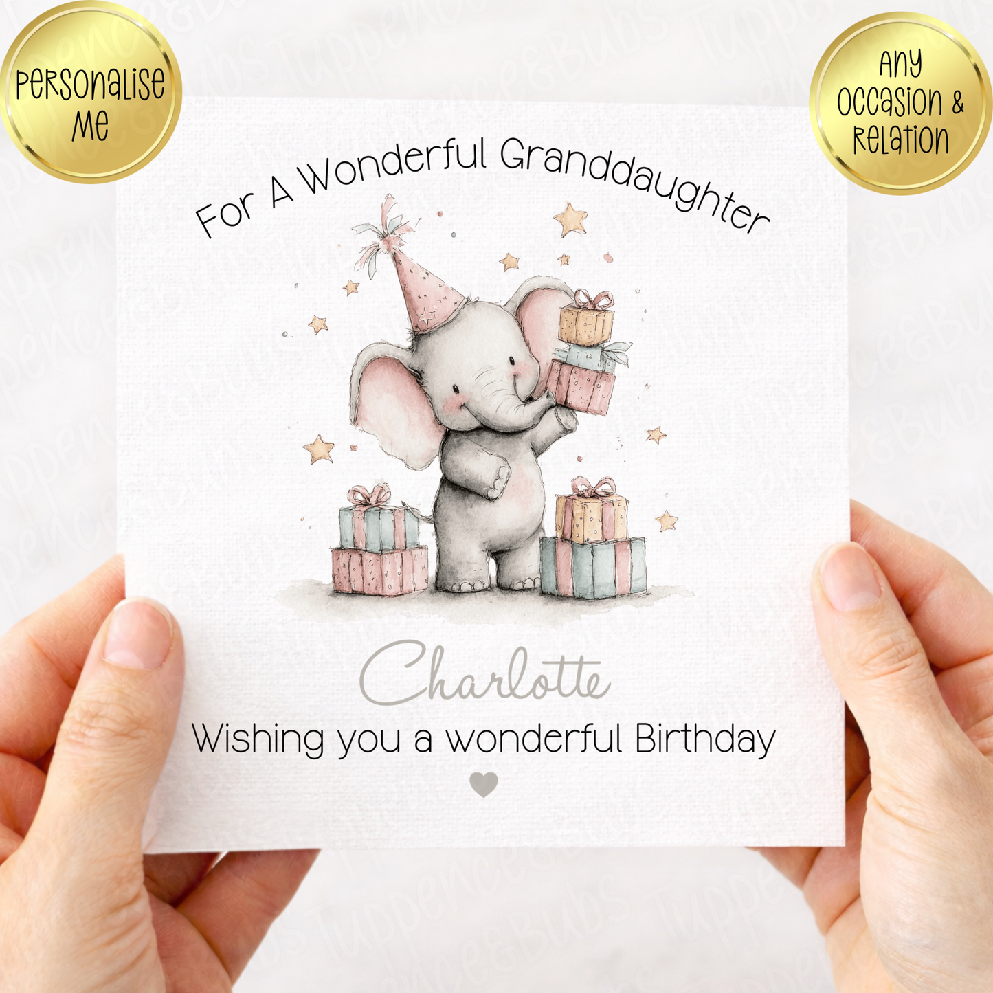 Cute Elephant Themed Card - 2 Designs