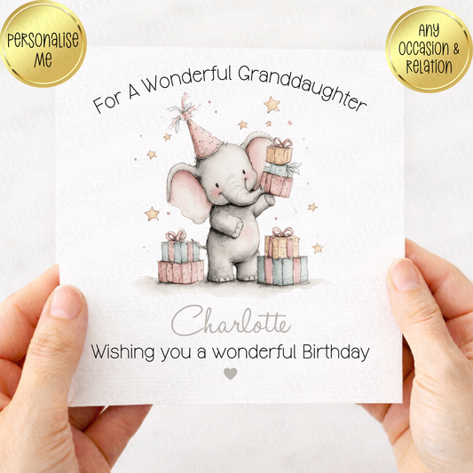 Cute Elephant Themed Card - 2 Designs