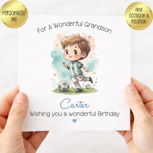 Light Blue Striped Football Kit Card