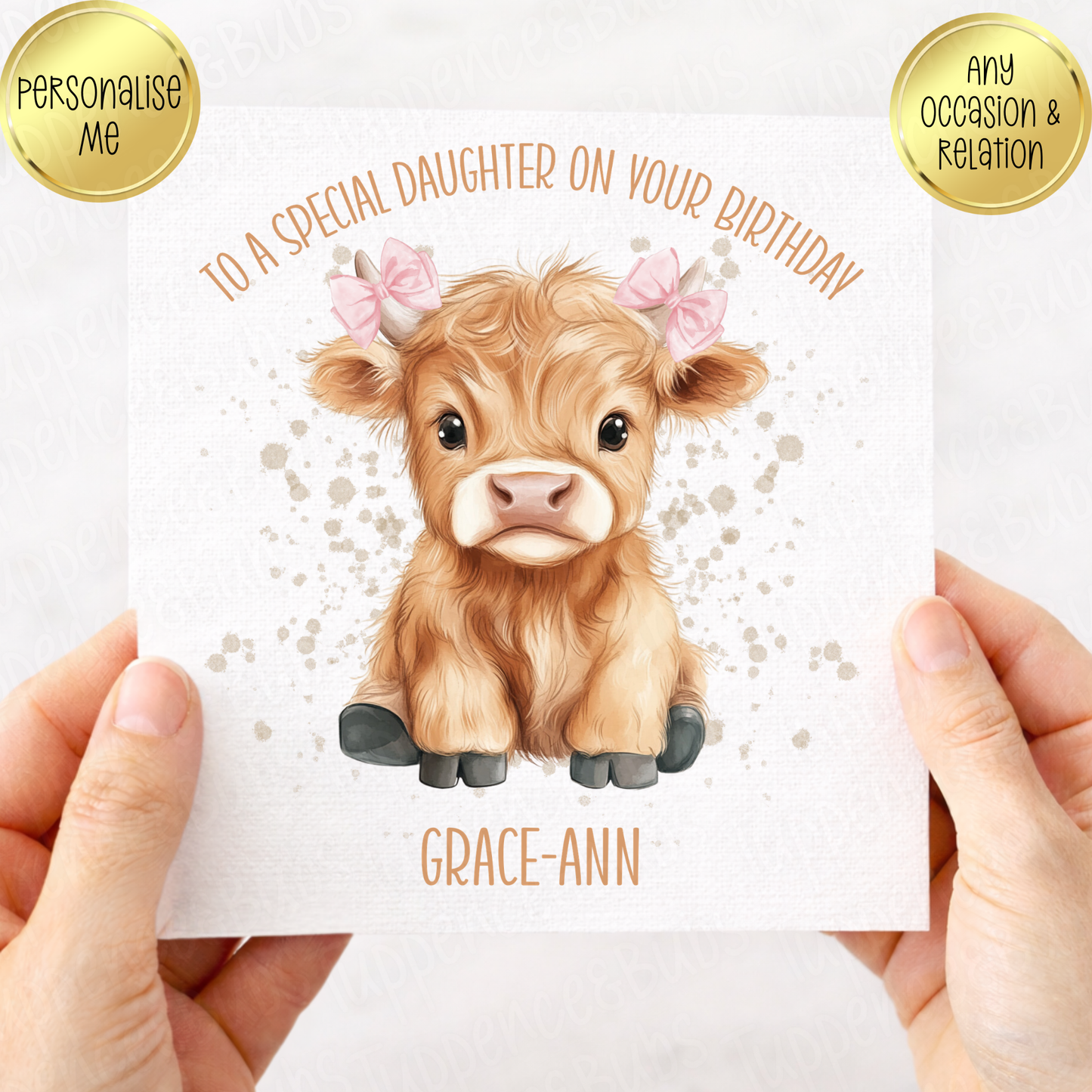 Pink or Blue Highland Cow Card