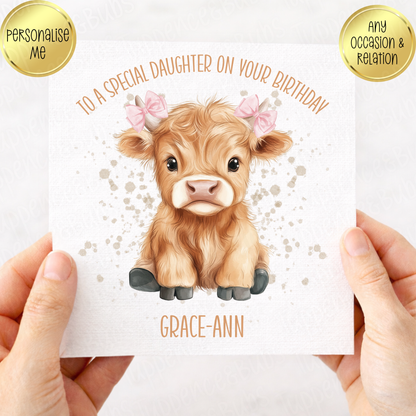 Pink or Blue Highland Cow Card