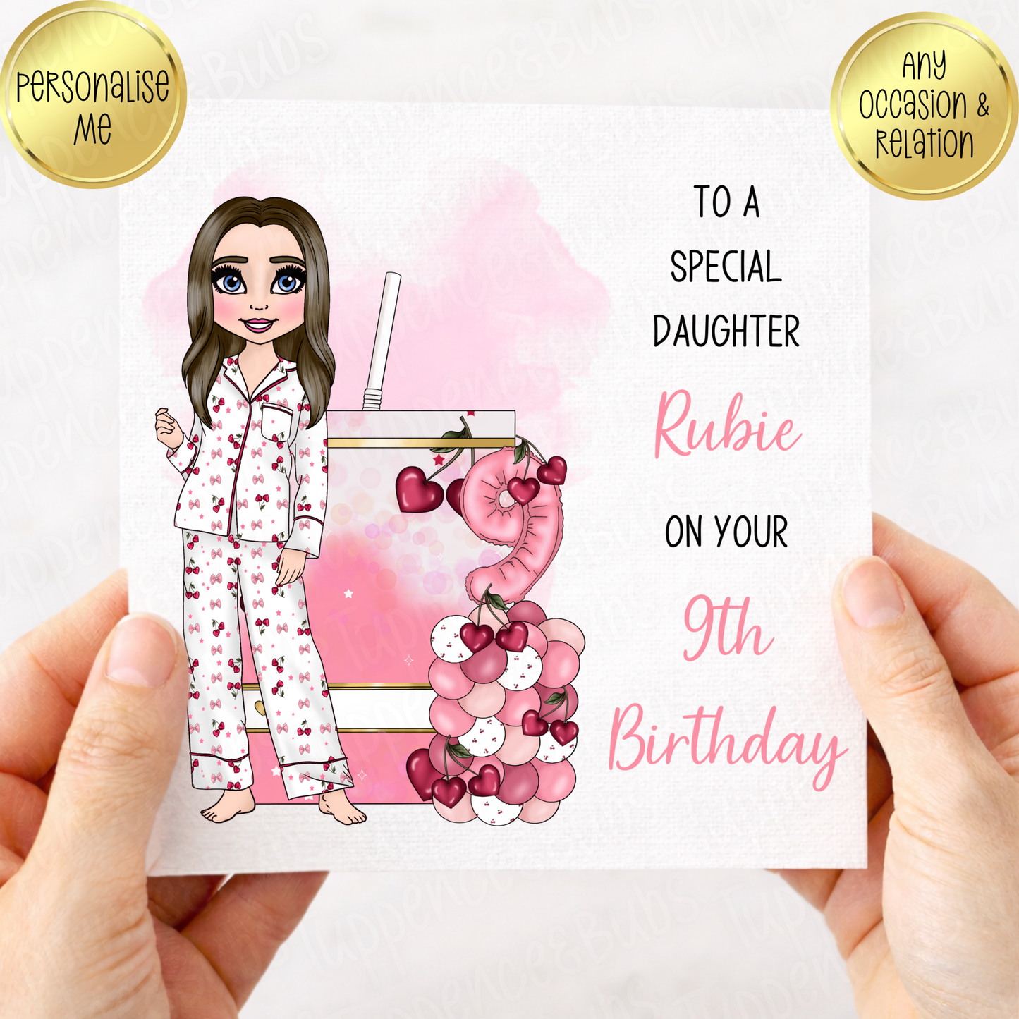 Cherry PJ's Juice Box Birthday Card