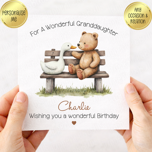 Teddy Bear & Goose Themed Card