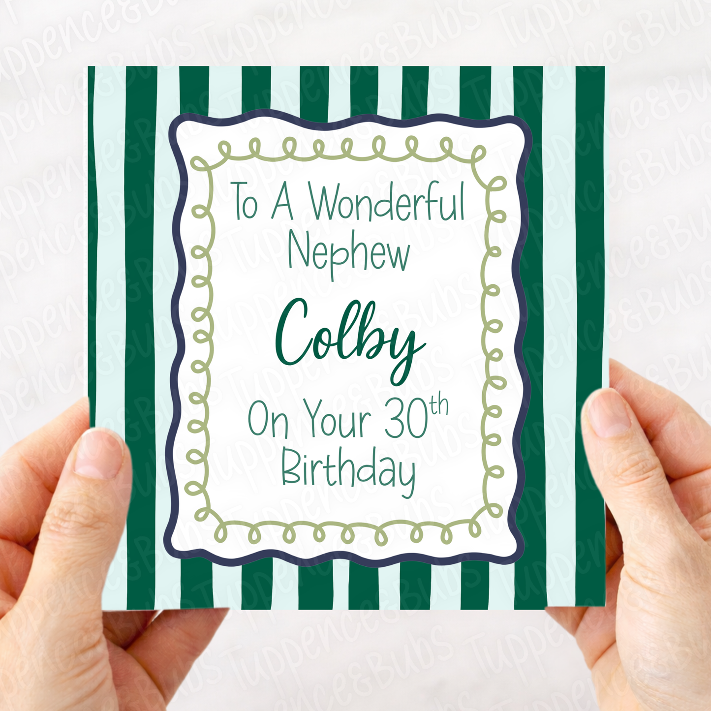 Green Striped Birthday Card