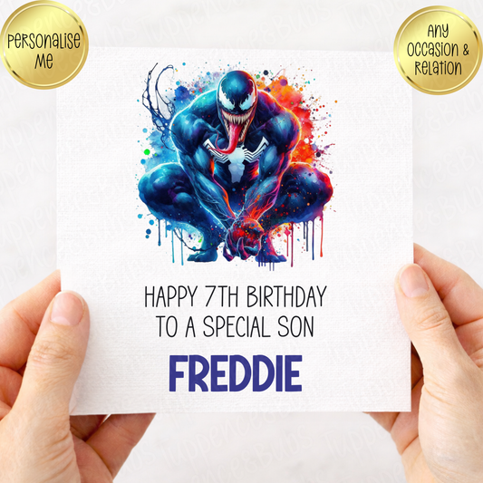 Venom Inspired Birthday Card