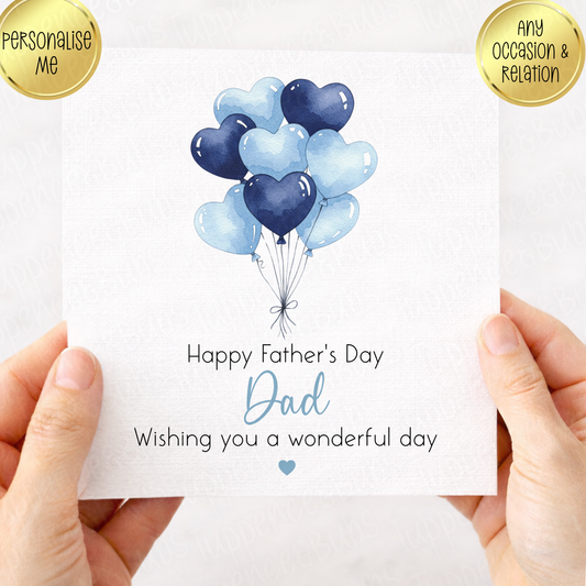Blue Balloon Father's Day Card