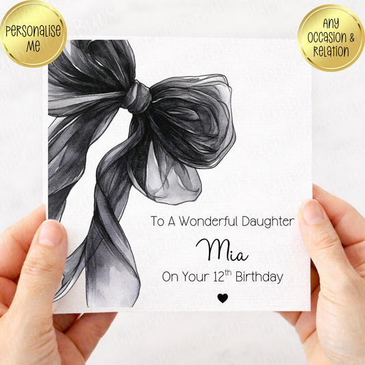 Black Bow Themed Card