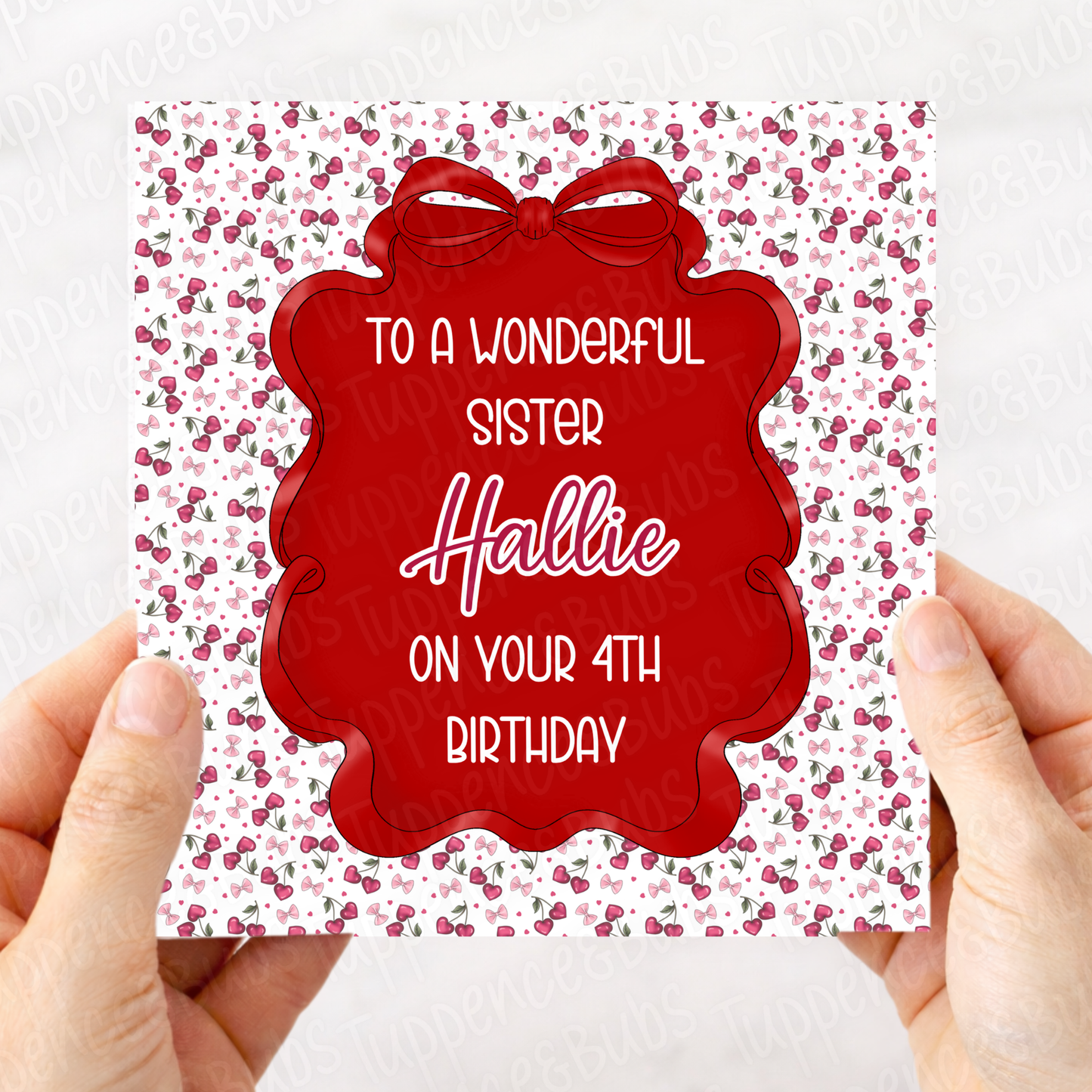Cherry Patterned Birthday Card