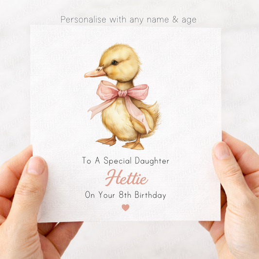 Pink Bow Little Duckling Card
