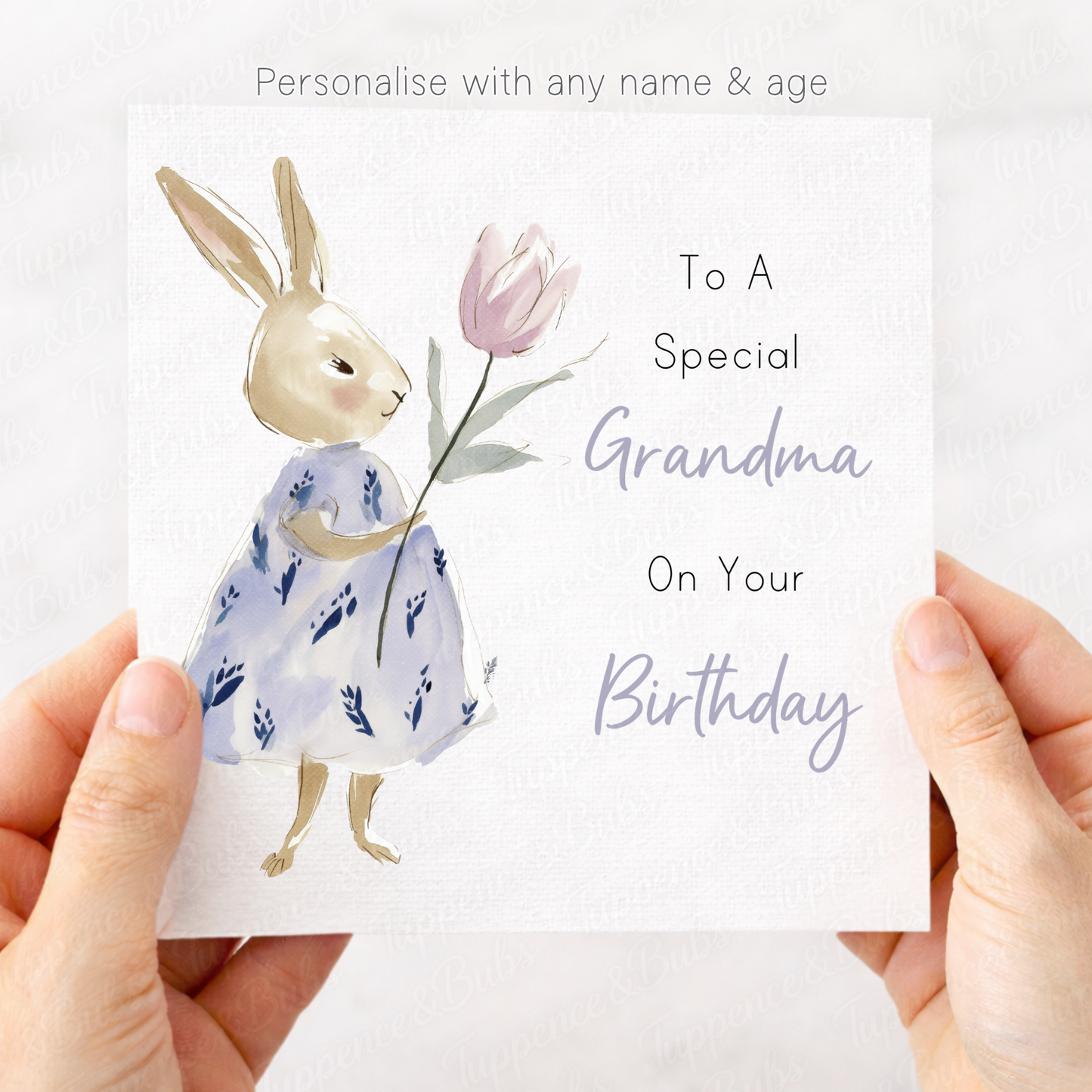 Purple Floral Bunny Card - 3 Designs