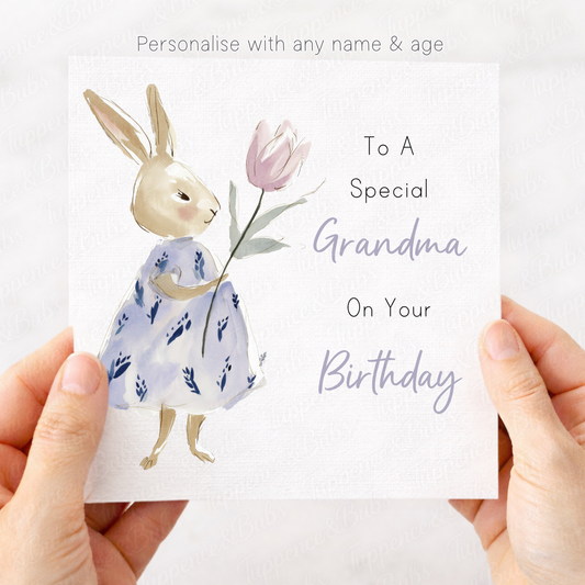 Purple Floral Bunny Card - 3 Designs