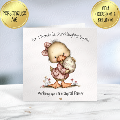 Chick With Bow Themed Easter Card