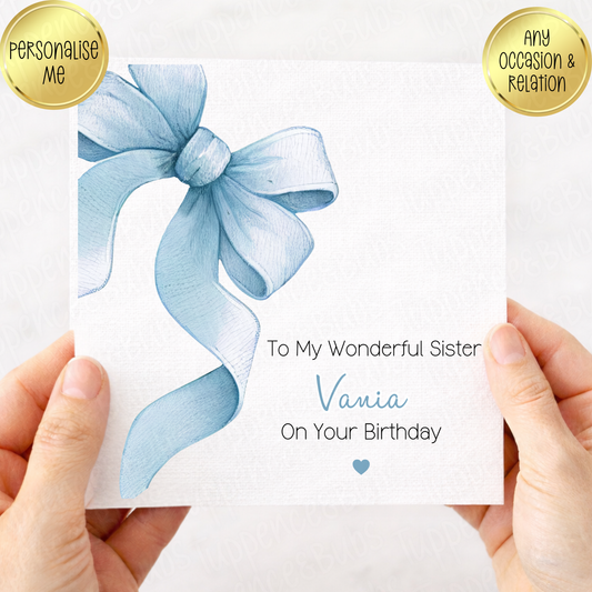 Blue Bow Themed Card