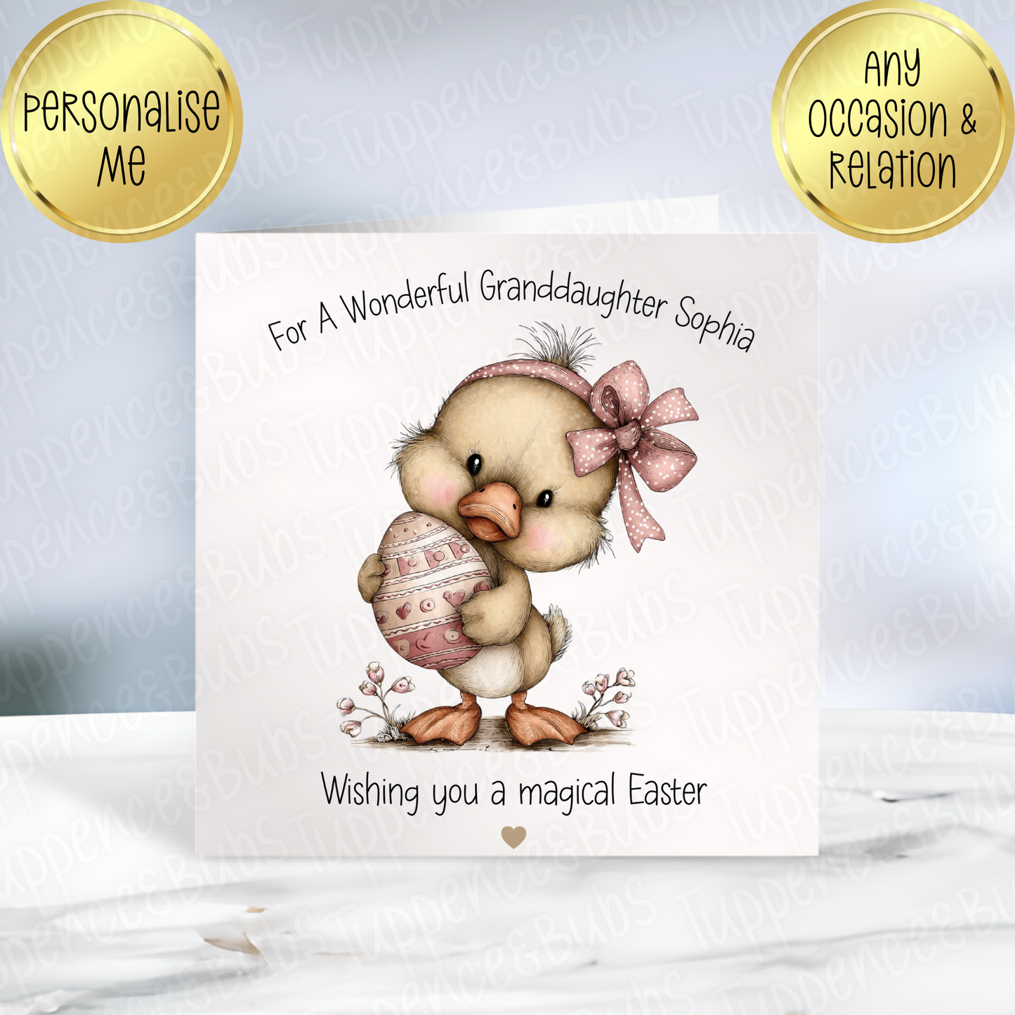 Chick With Bow Themed Easter Card