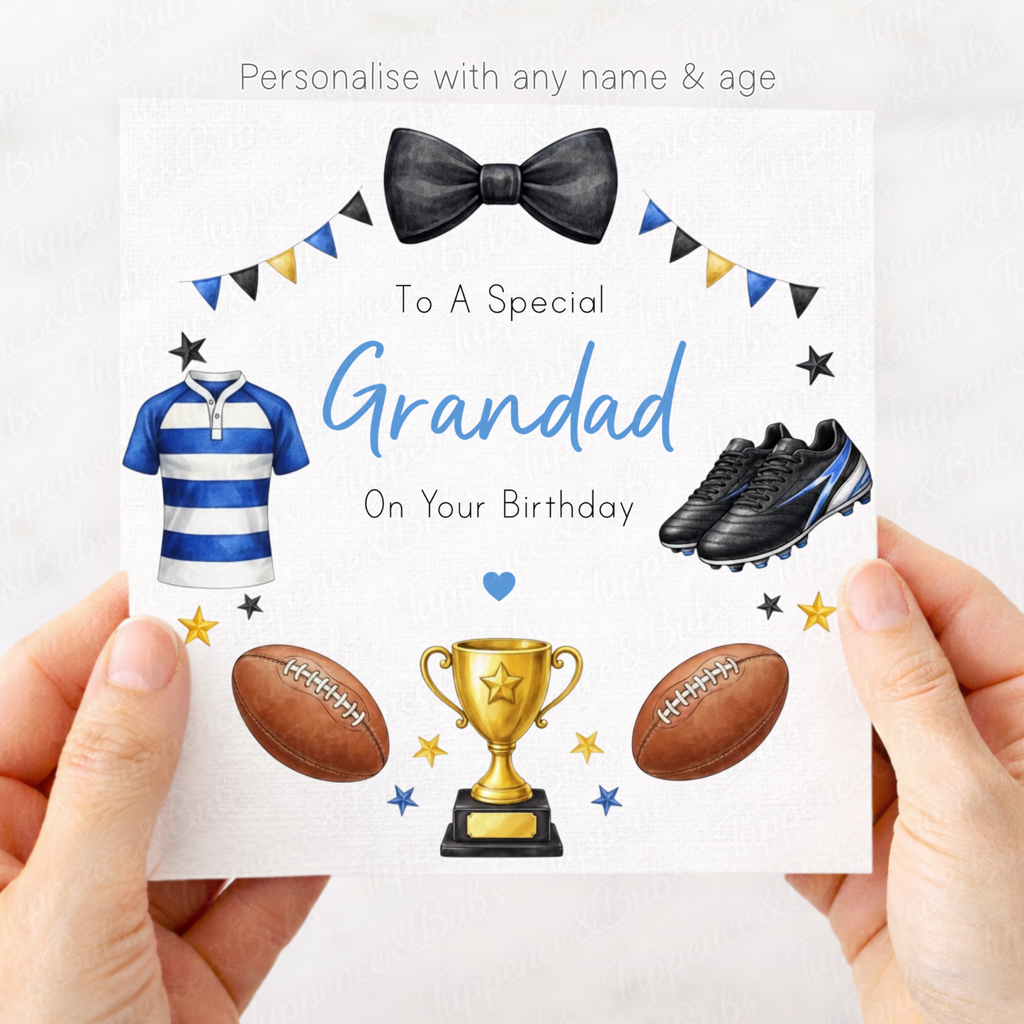 Blue Football Wreath Birthday Card