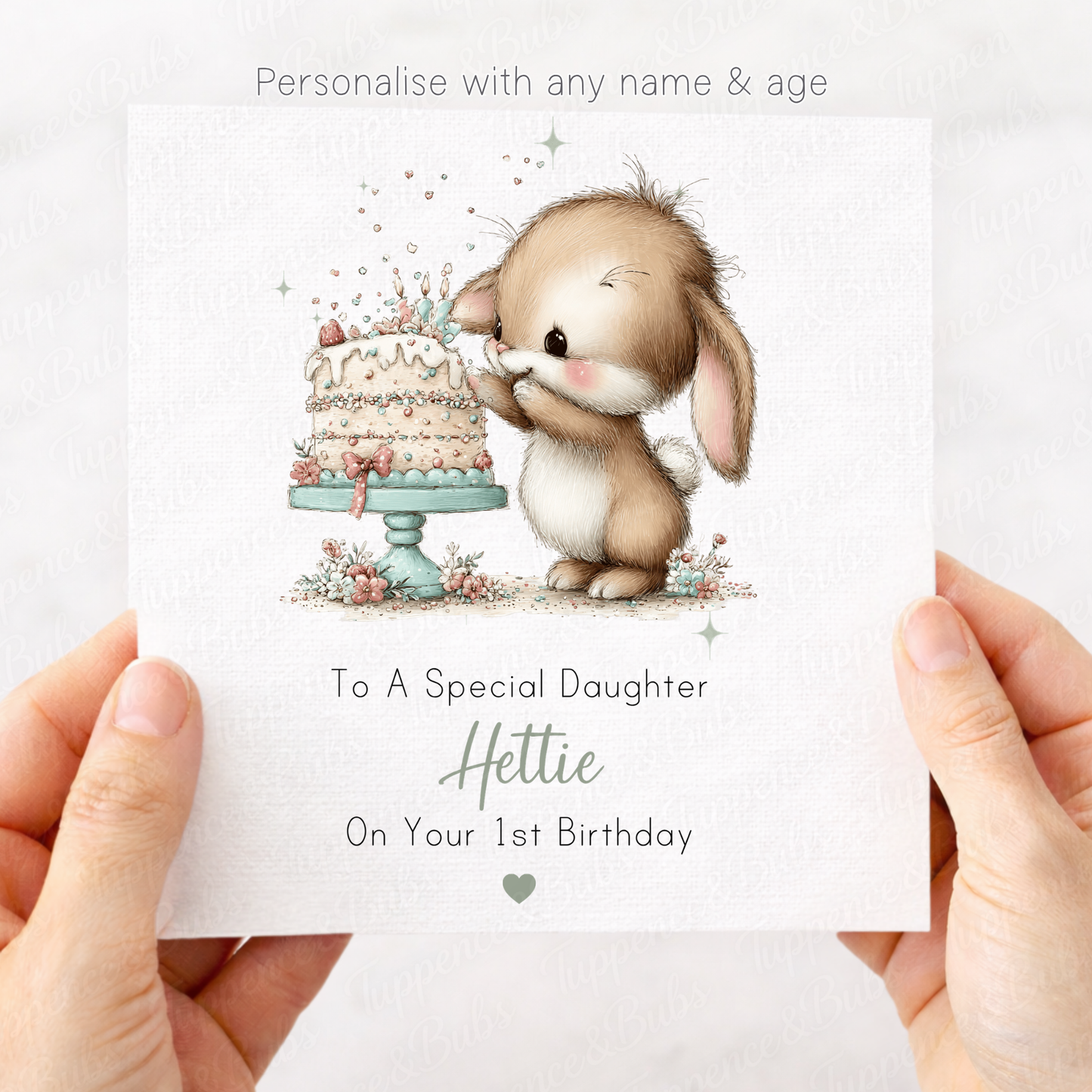Bunny With Cake Card - 6 Designs