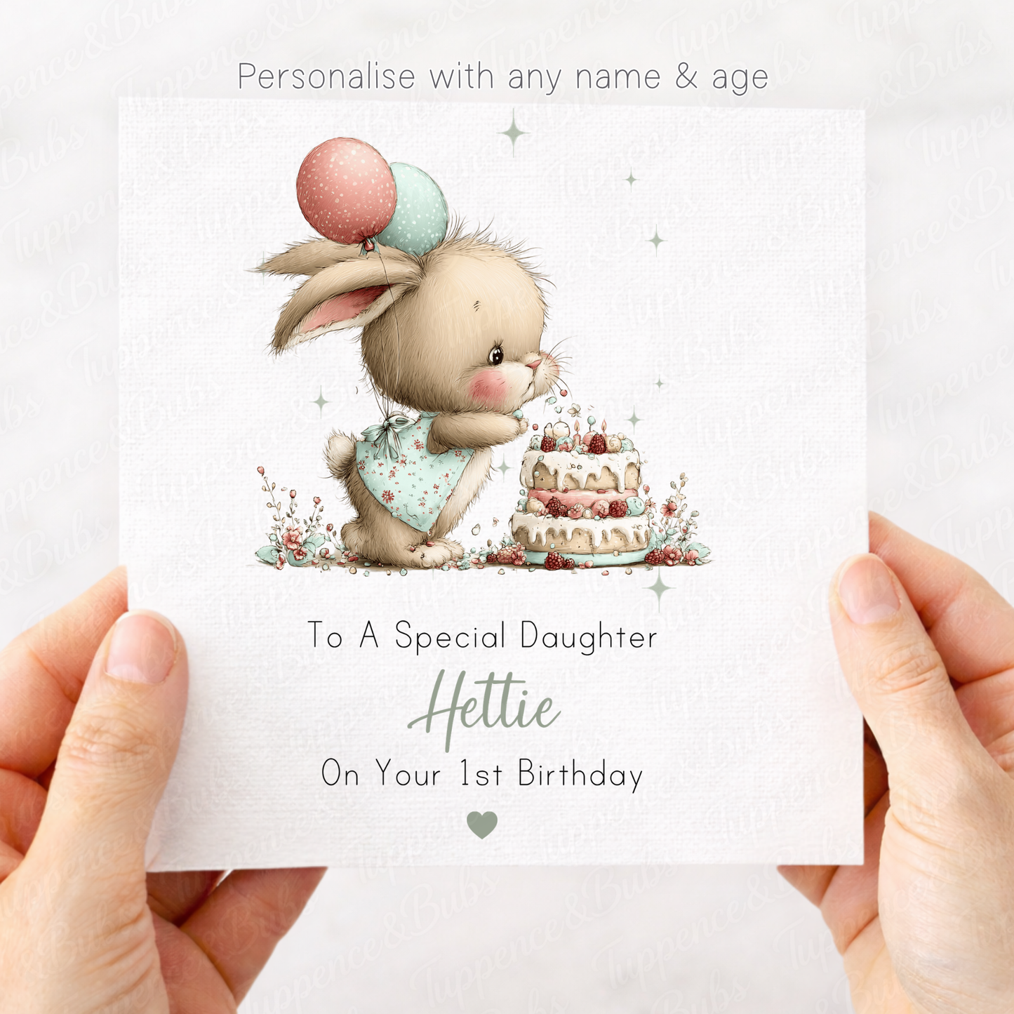 Bunny With Cake Card - 6 Designs