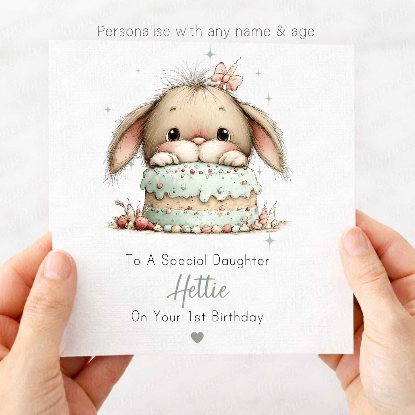 Bunny With Cake Card - 6 Designs