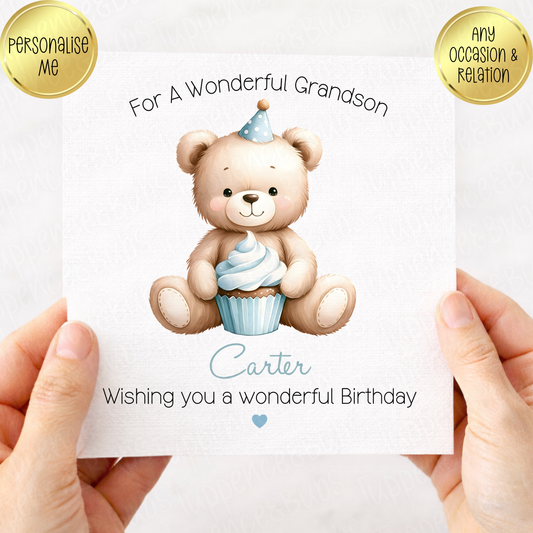 Blue Bear Birthday Card - 2 Designs