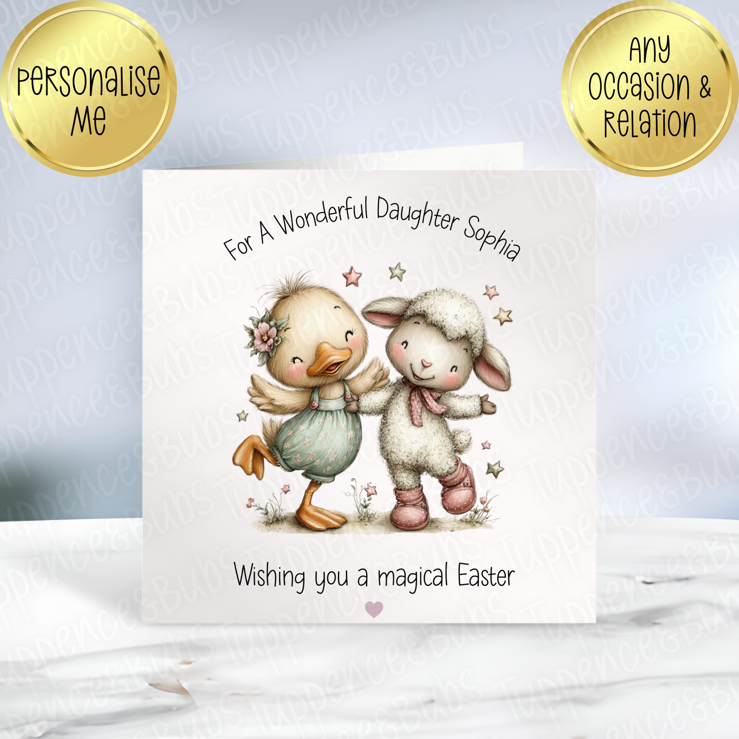 Duck & Sheep Themed Easter Card