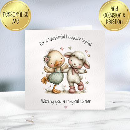 Duck & Sheep Themed Easter Card