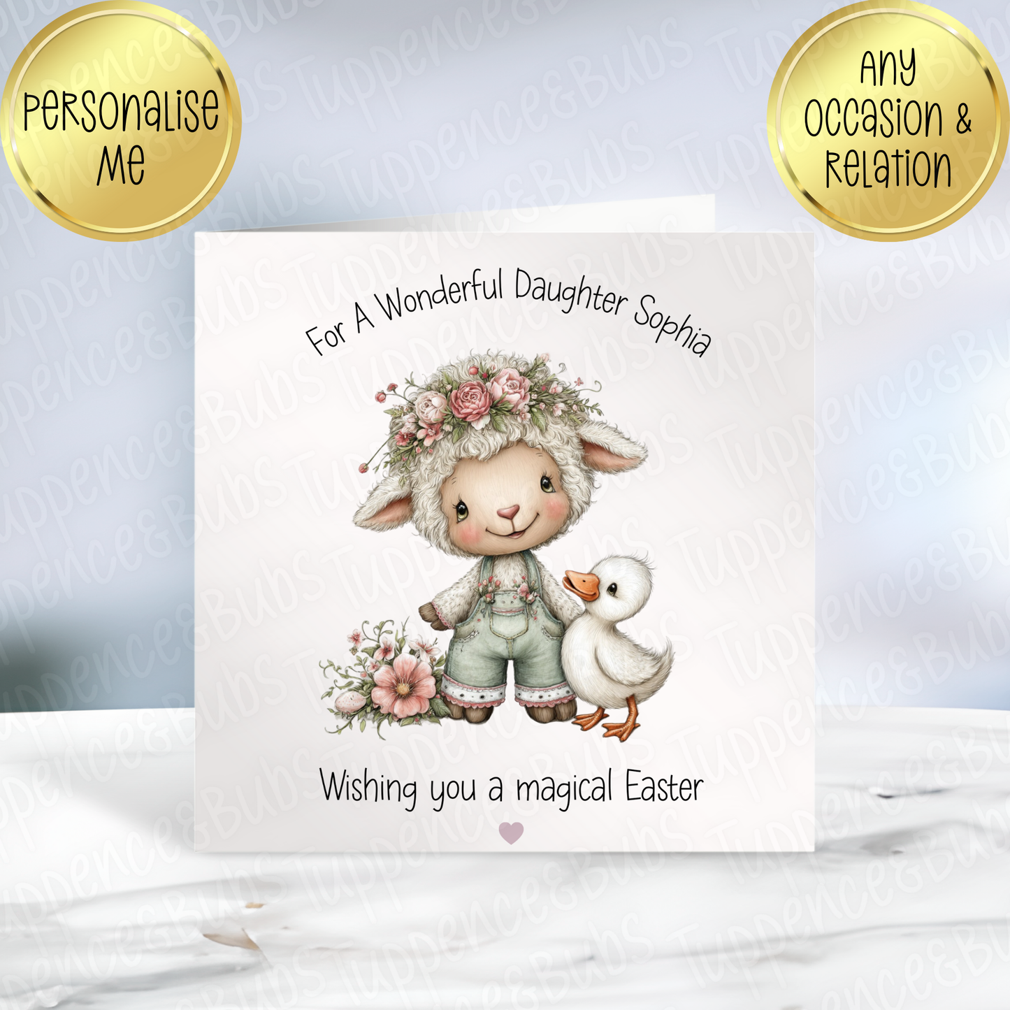 Duck & Sheep Themed Easter Card