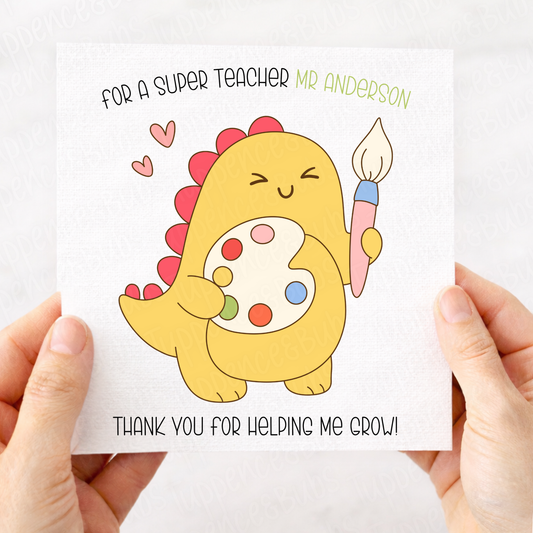 Painting Dinosaur Teacher Card