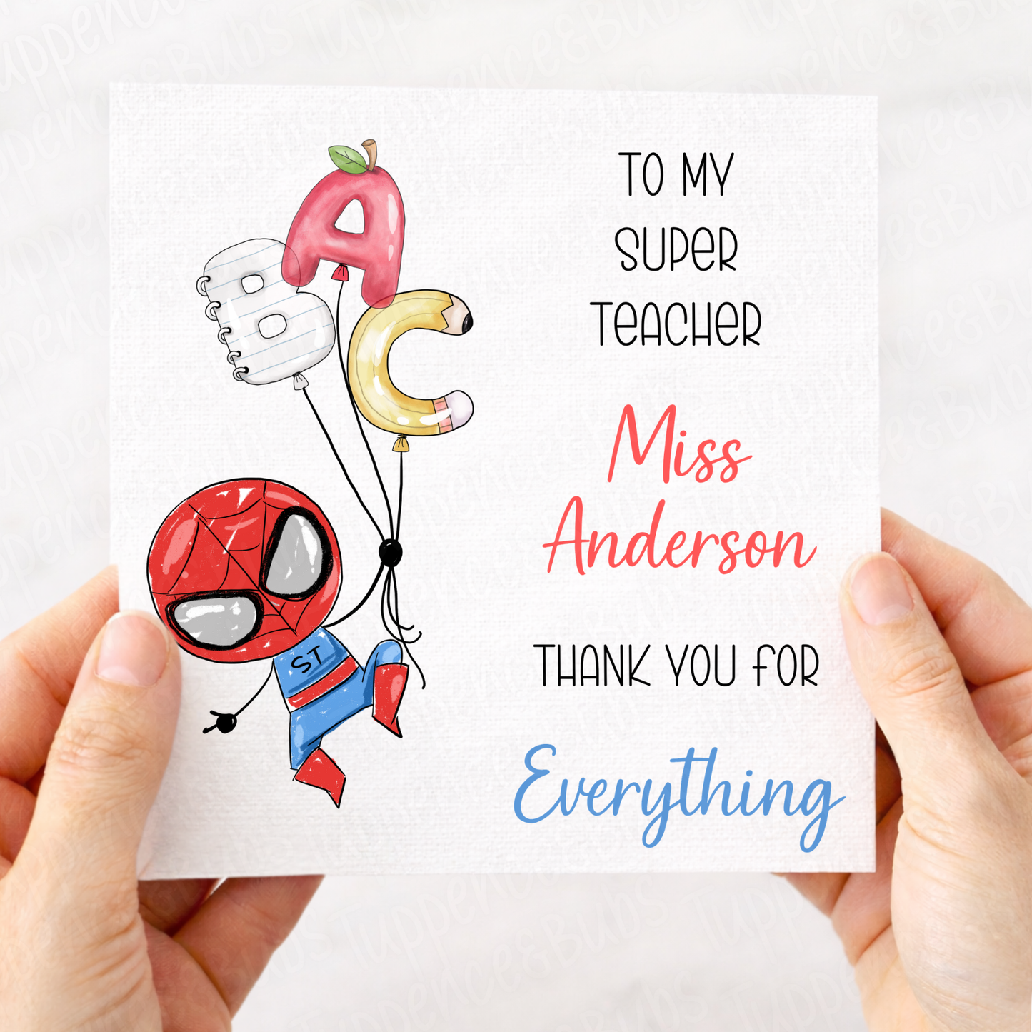 Spider Themed Teacher Card