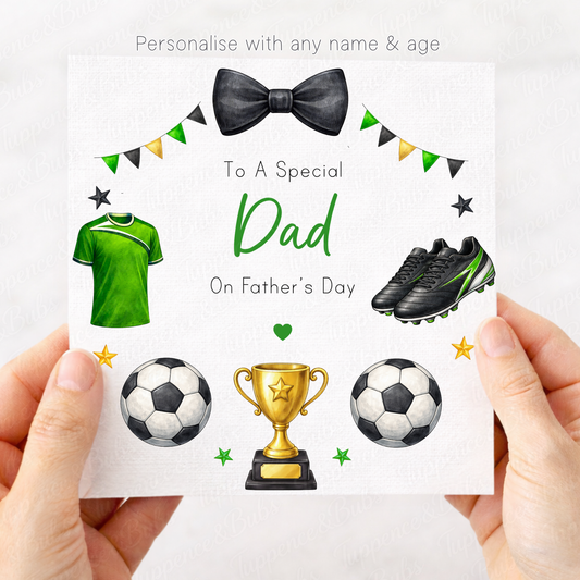 Green Shirt Football Wreath Father's Day Card