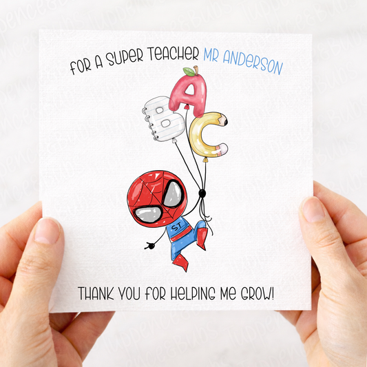 Spider Teacher Thank You Card